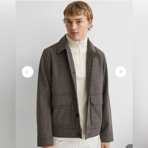 Unisex H&M Black and Brown Checkered Wool-Blend Button Coat - Size XS